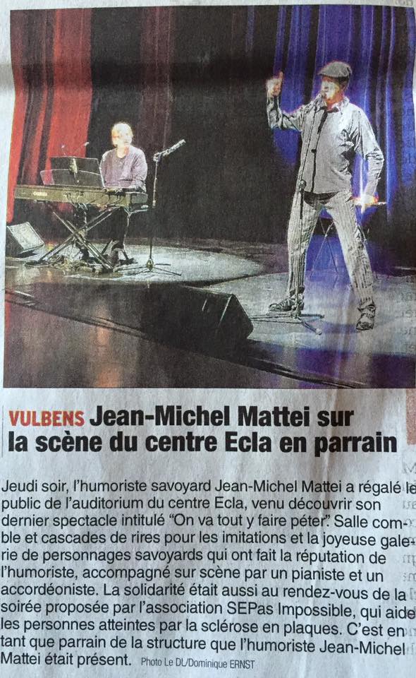 Le Dauphiné : Jean-Michel Matteï sur la scène du centre Ecla en parrain