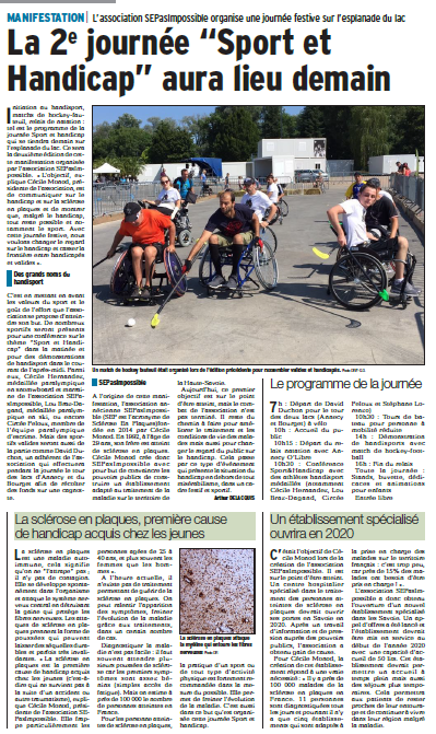 Le Dauphiné : La 2e journée « Sport et Handicap » aura lieu demain
