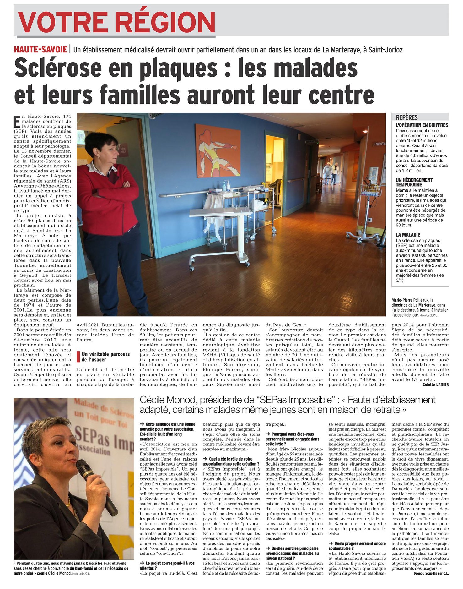Le Dauphiné : Sclérose en plaques : les malades et leurs familles auront leur centre