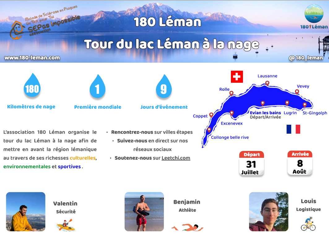 Tour du Lac Léman à la nage pour SEPas Impossible