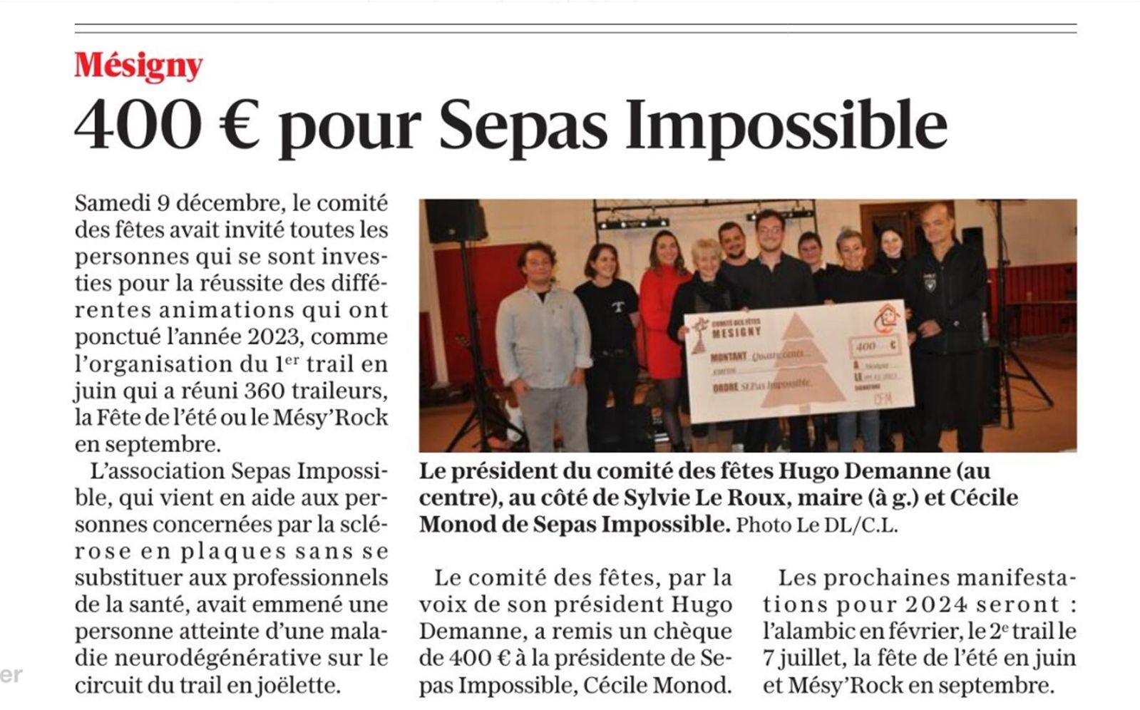 Mesigny : 400 € pour Sepas Impossible