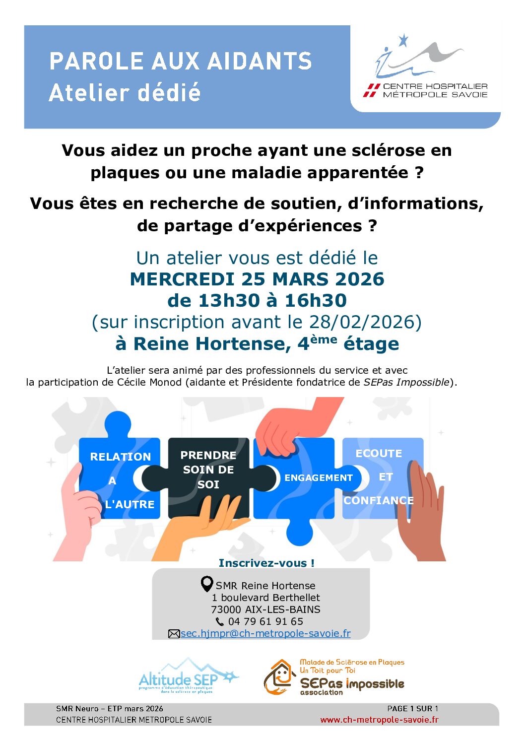 Atelier dédié aux aidants